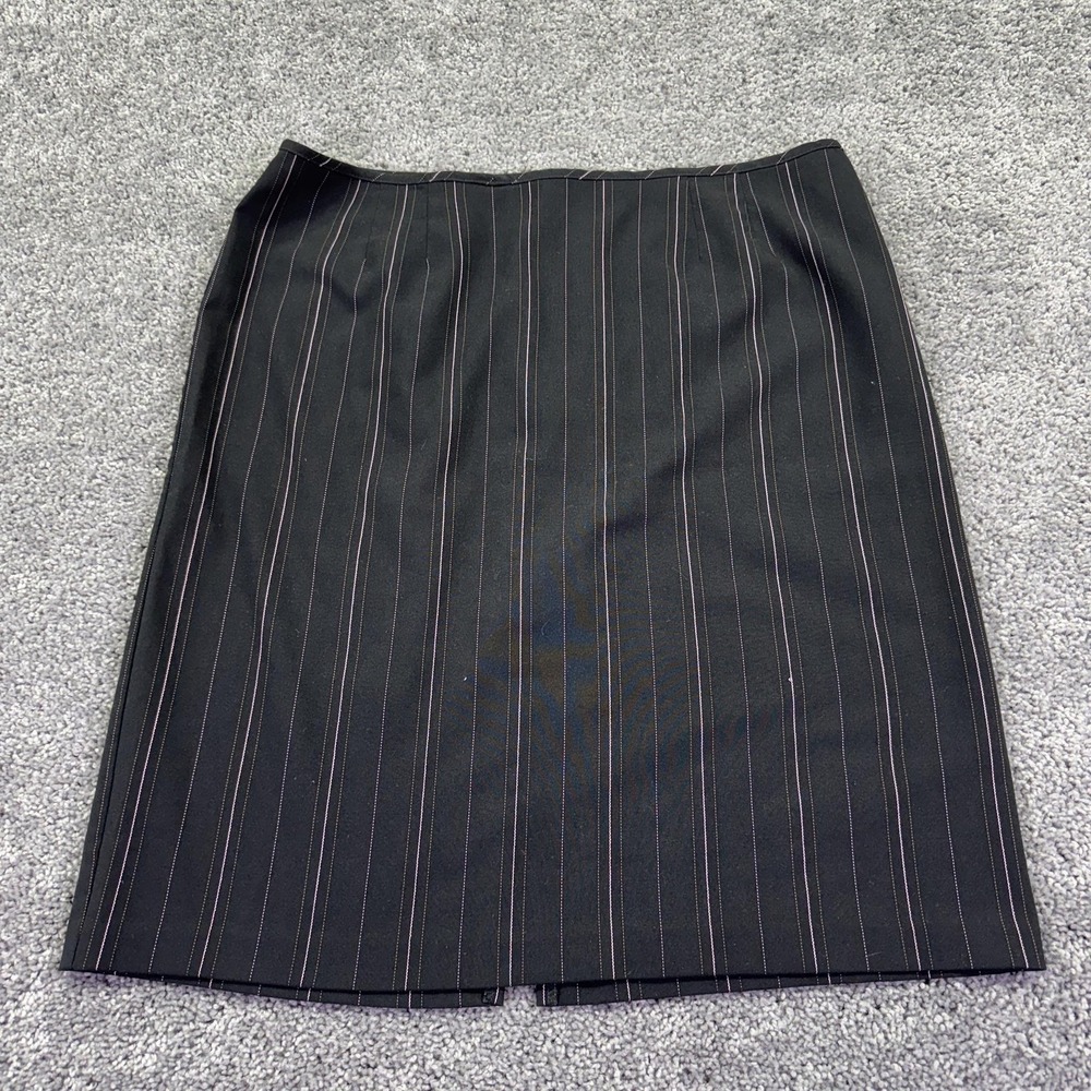Blu Sage Skirt Womens 16 Black Pinstripe Pencil Knee Length Stretch Workwear